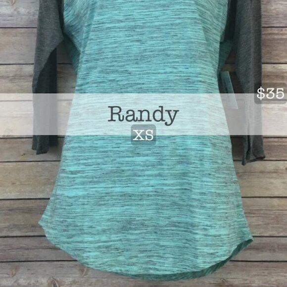 NWT Lularoe Randy T Womens size XS gray mint green baseball raglan sleeves NEW - Picture 3 of 6